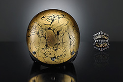 casco moto custom cracked gold