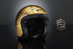 casco moto custom oro craclé