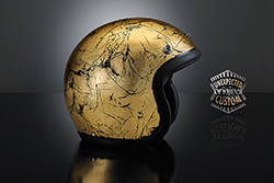 casco moto custom oro craclé