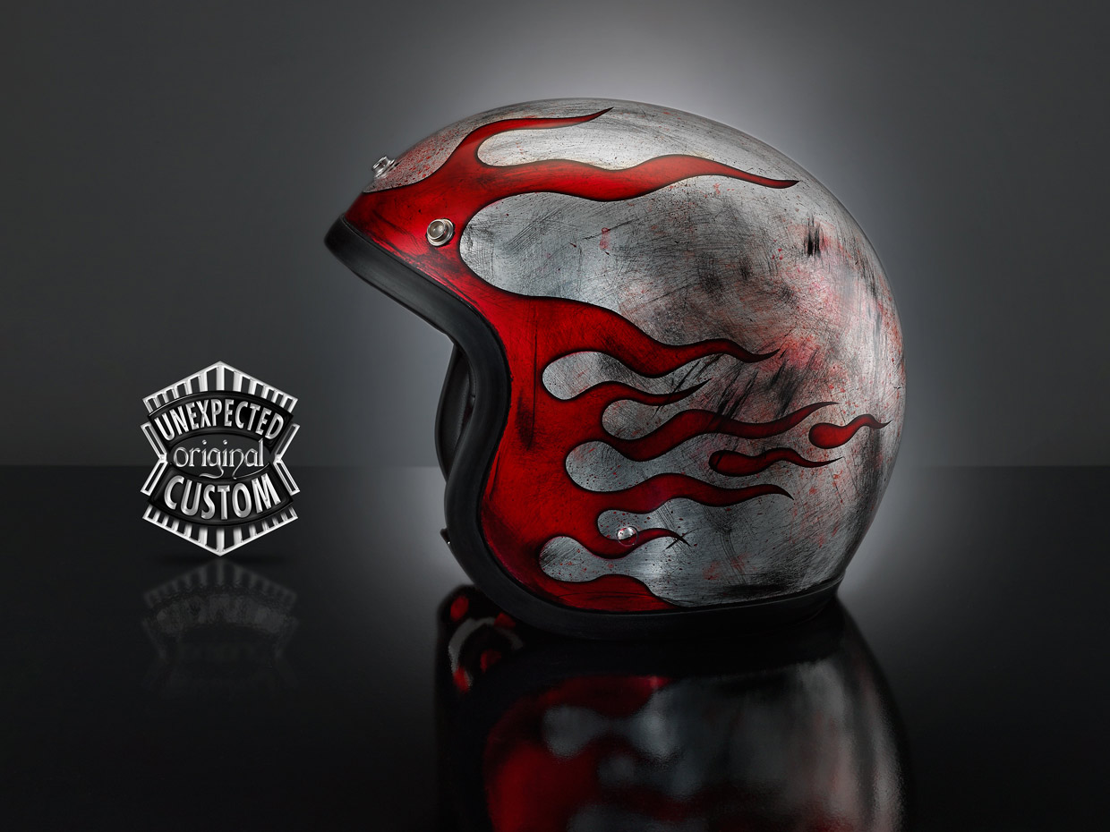 airbrushed custom helmet Rusted Flames