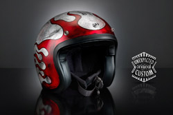 casco custon aerografato Rusted Flames