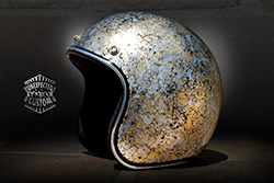 custom motorcycle helmet silver gold marble