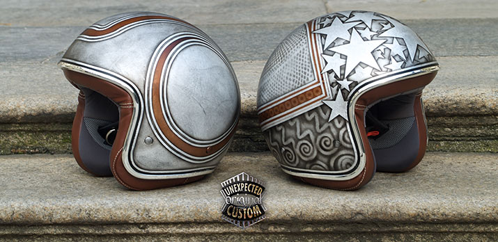 casco moto custom aerografato Rusted Stardust