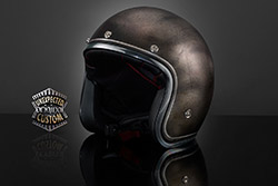 custom helmet black rusted metal