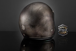 custom helmet black rusted metal