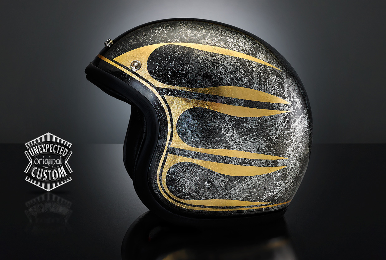 casco moto custom vintage stone