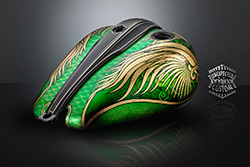 custom motorcycle tank green angel wings