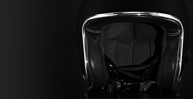 Open face custom helmet Baruffaldi Zar - Internal padding in Black Leather color