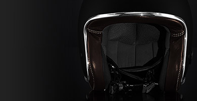 Open face custom helmet Baruffaldi Zar - Internal padding in Choccolate Leather color