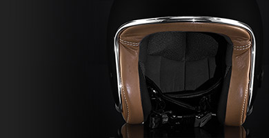 Open face custom helmet Baruffaldi Zar - Internal padding in Natural Leather color