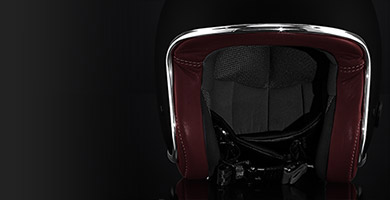 Open face custom helmet Baruffaldi Zar - Internal padding in Iperial Red Leather color