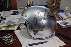 casco moto custom aerografato gasmask